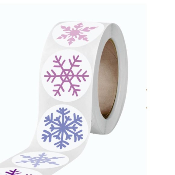 Christmas Snowflake Stickers-Packaging/Mail/Labels/Crafts/Scrapbook 1" Diameter - Picture 2 of 6